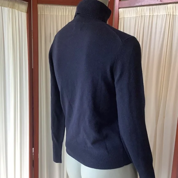 Massimo Dutti Women’s Wool Cashmere Turtleneck Sweater Navy Blue Size XS - Picture 3 of 7
